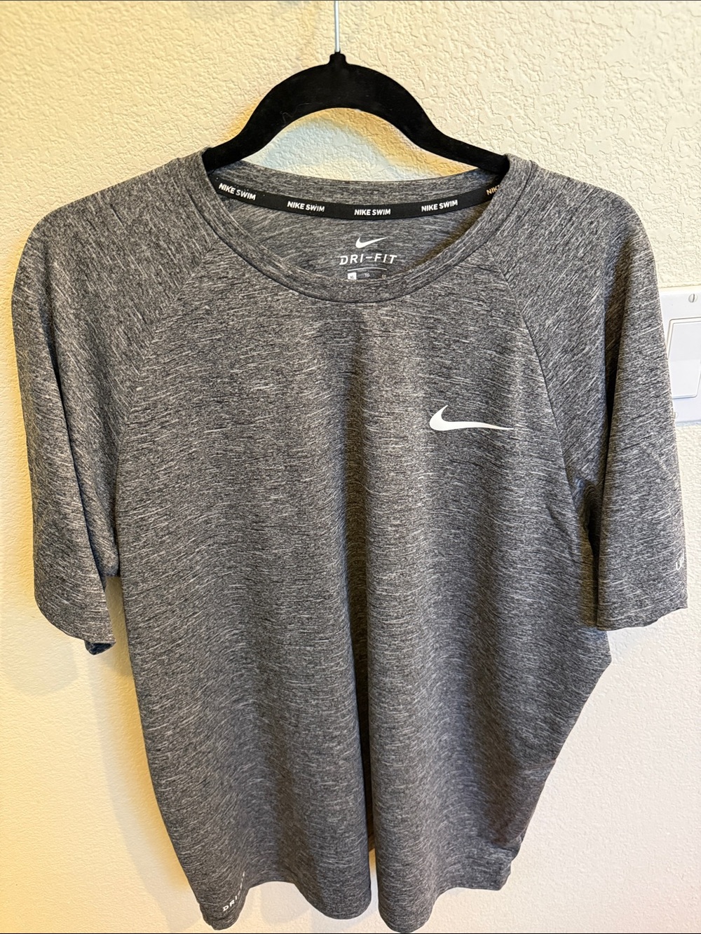 Nike Men’s Dri-FIT Heather Dark Gray Athletic Tee - Gray/White Swoosh